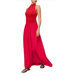 Amazon Elegant Red Halter Neck Backless Dress (Bump Friendly)